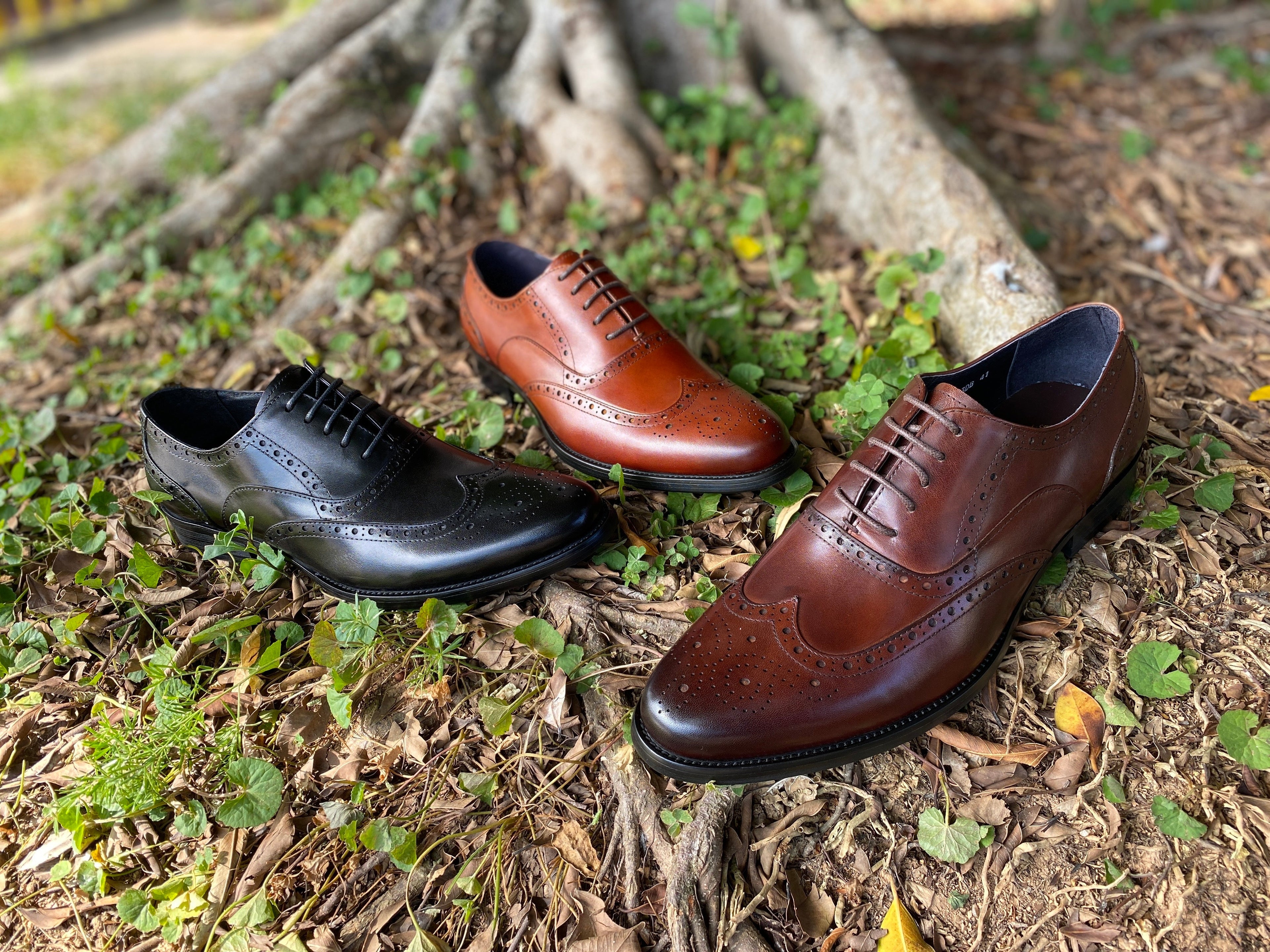 Revic-男士黑色真皮隱形增高皮鞋-6cm增高效果與外觀細節對比