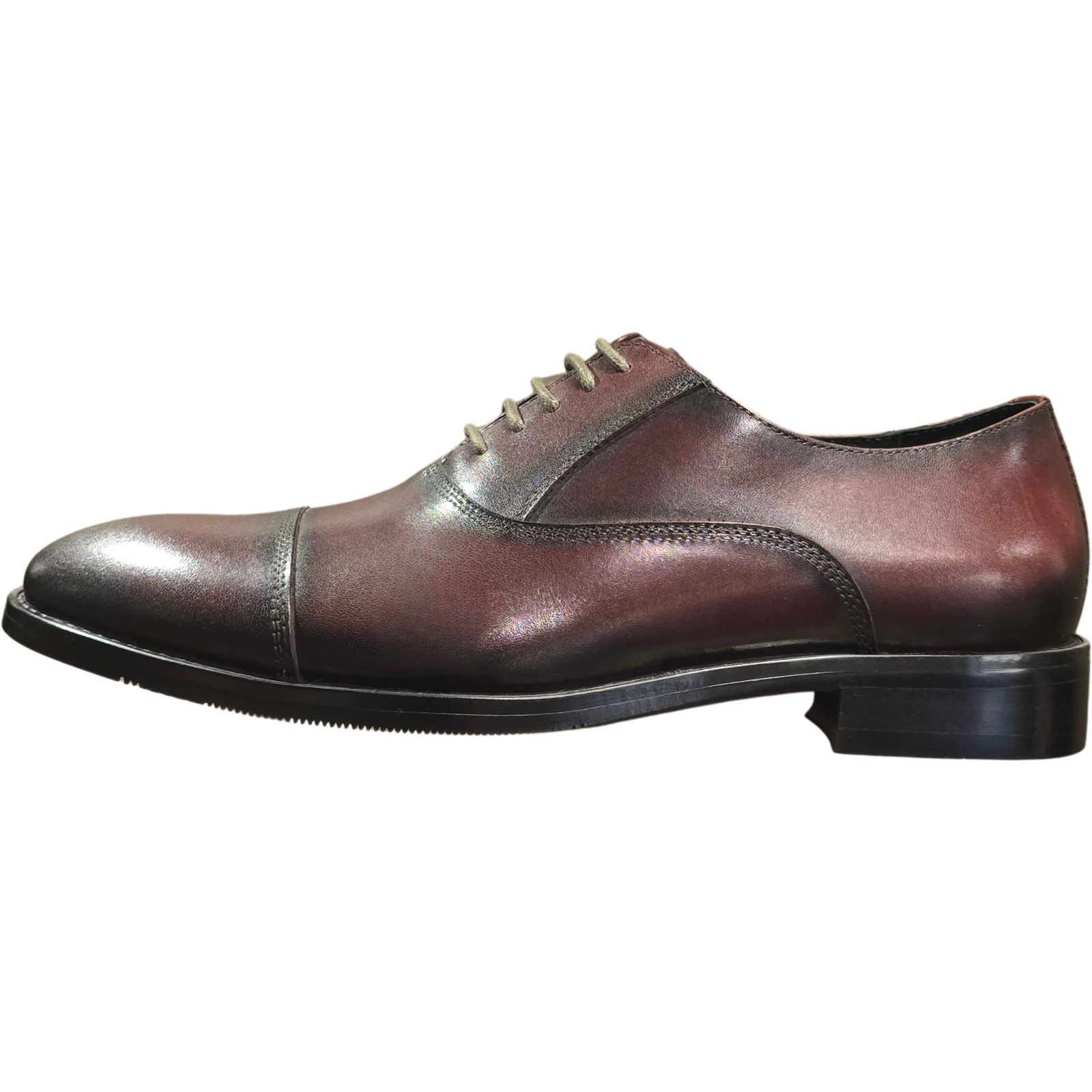 Revic Men's Leather Shoes | CH-16 | Dark Brown Horizontal Oxford Shoes Secondary image