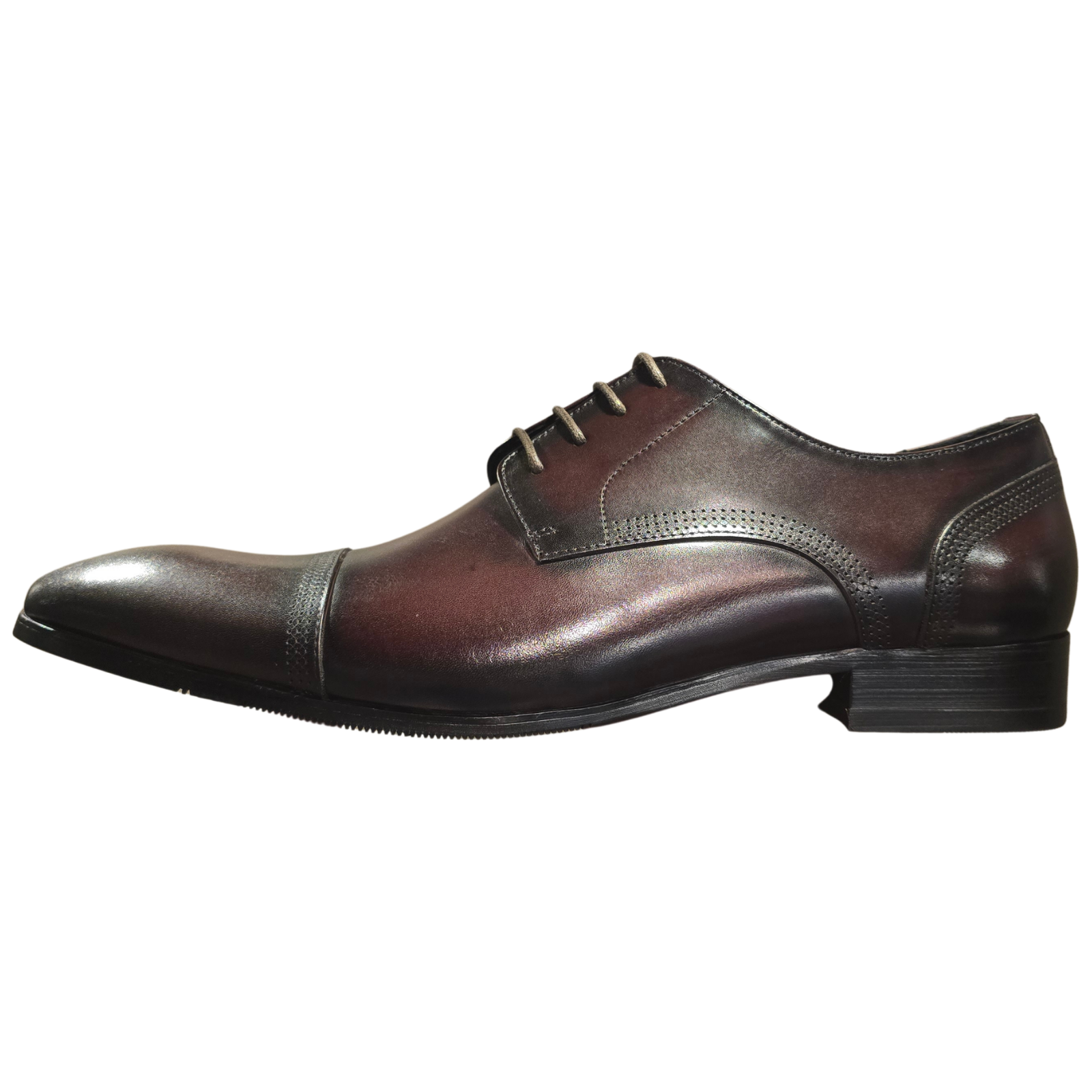 Revic 男裝皮鞋 | OF-10BUR | 酒紅色橫式德比皮鞋 副圖