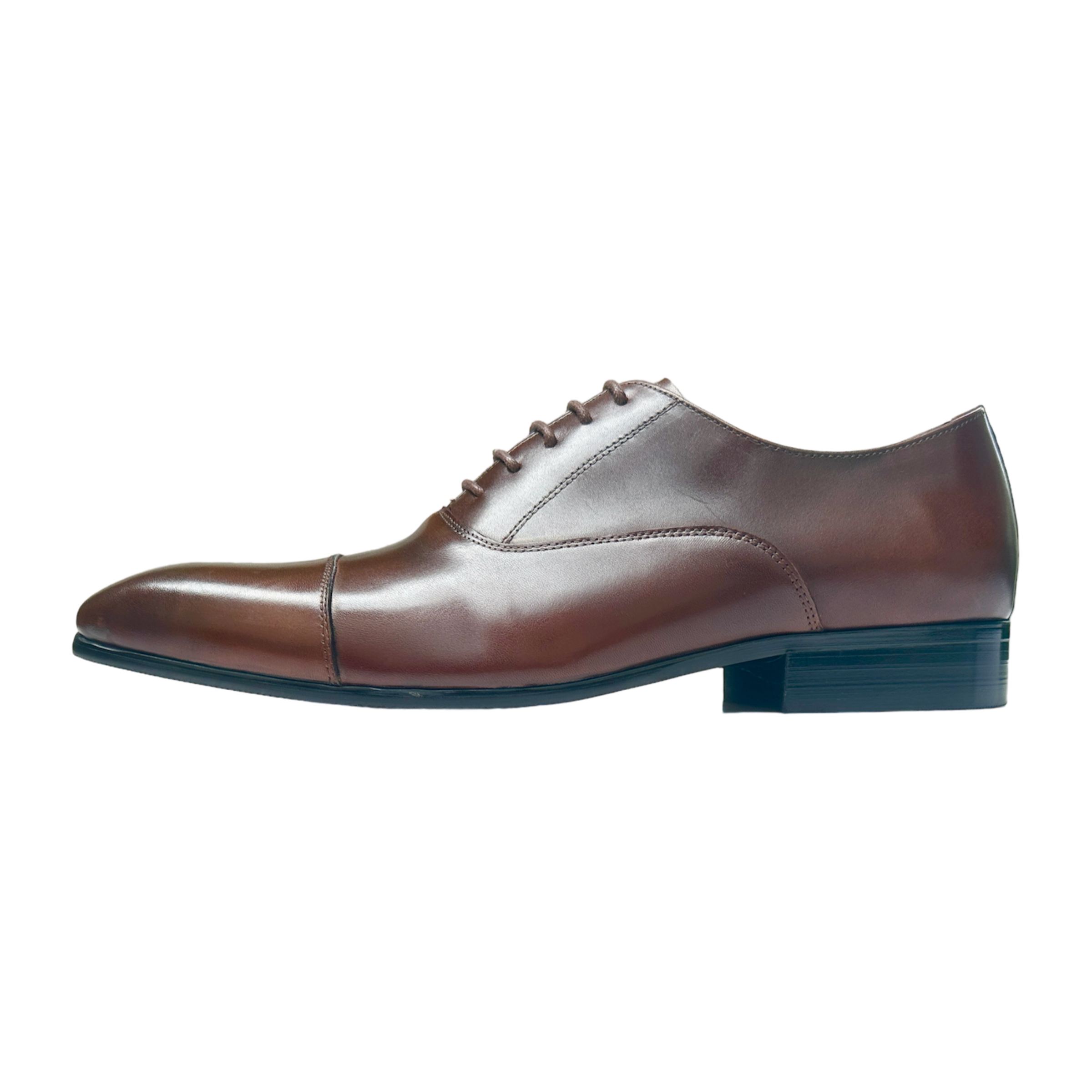 Revic Men's Leather Shoes | OF-24DB | Dark Brown Horizontal Oxford Shoes Secondary image