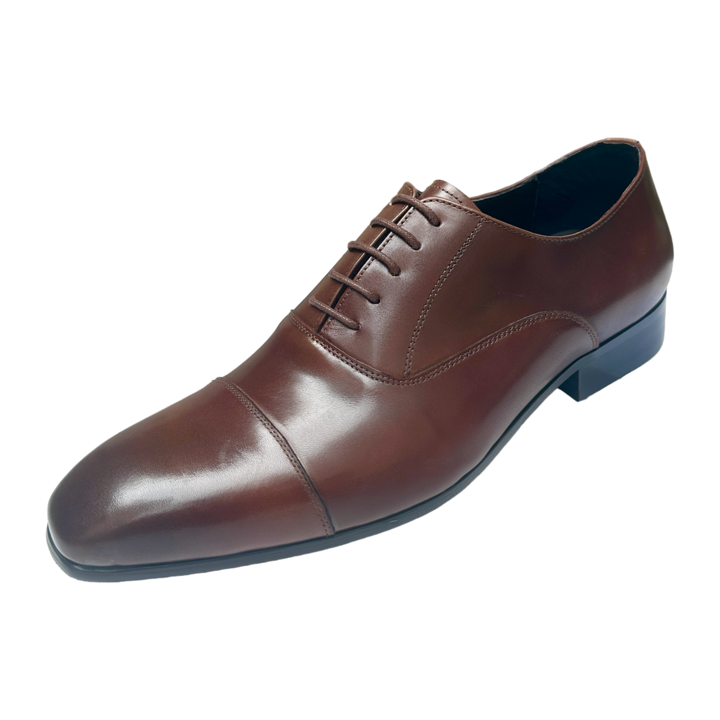 Revic Men's Leather Shoes | OF-24DB | Dark Brown Horizontal Oxford Shoes Main image
