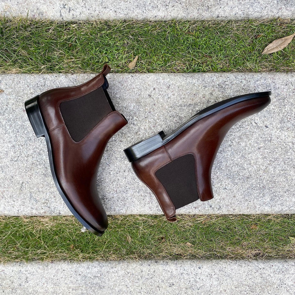 Revic 男裝皮鞋 | CH - 09 | 深啡色光面皮靴 - Revic - Revic