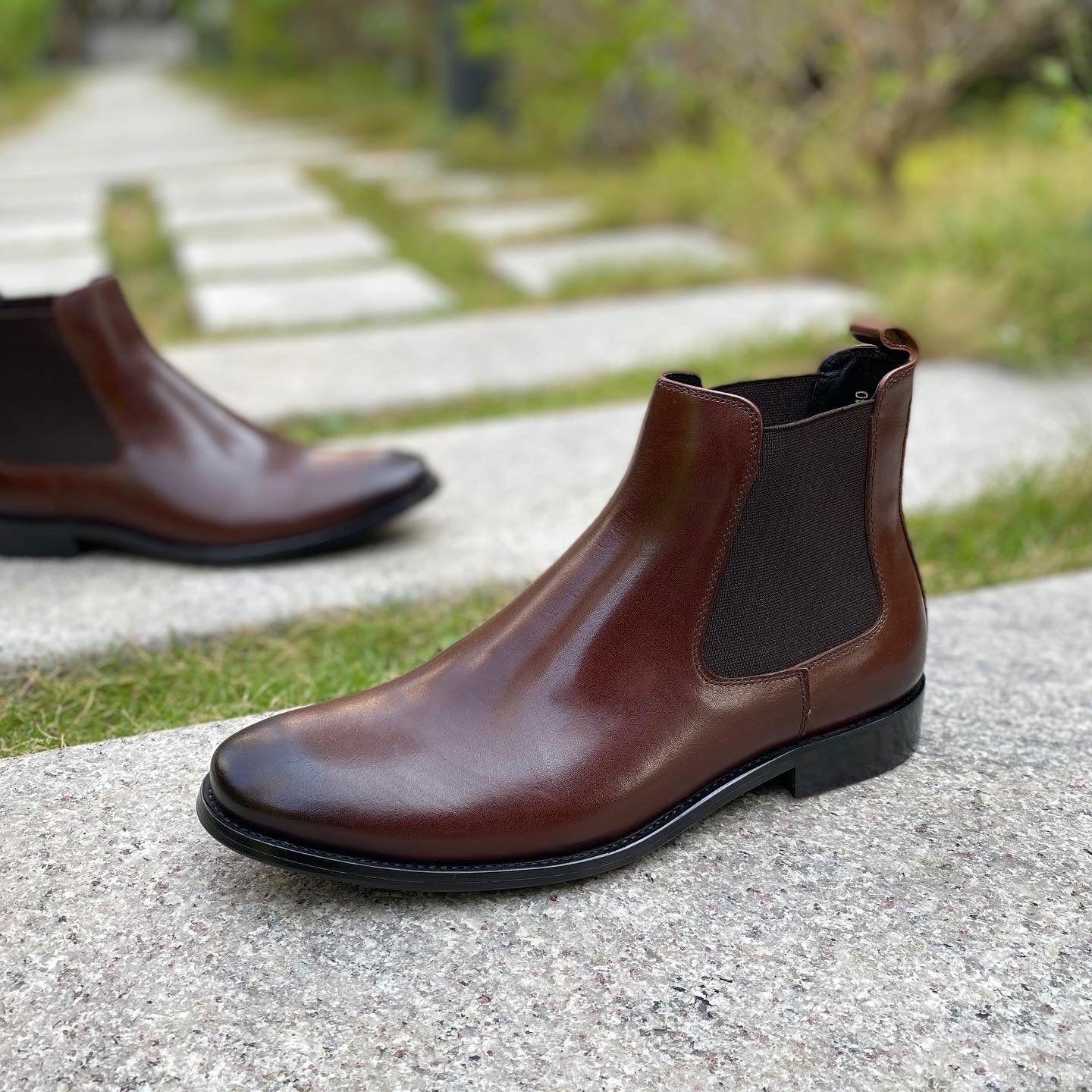 Revic 男裝皮鞋 | CH - 09 | 深啡色光面皮靴 - Revic - Revic