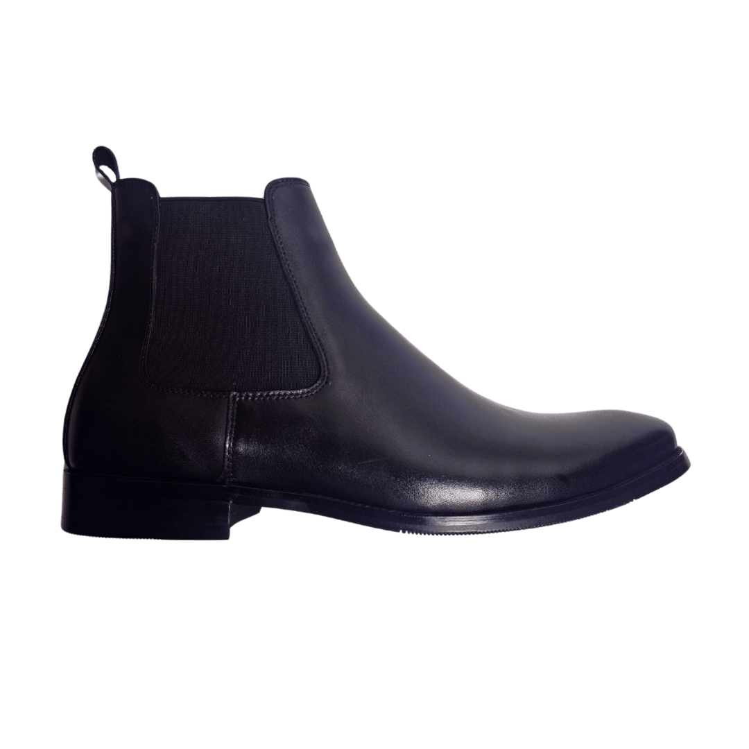 Revic Men's Leather Shoes | CH-10 | Black Smooth Leather Boots Secondary image