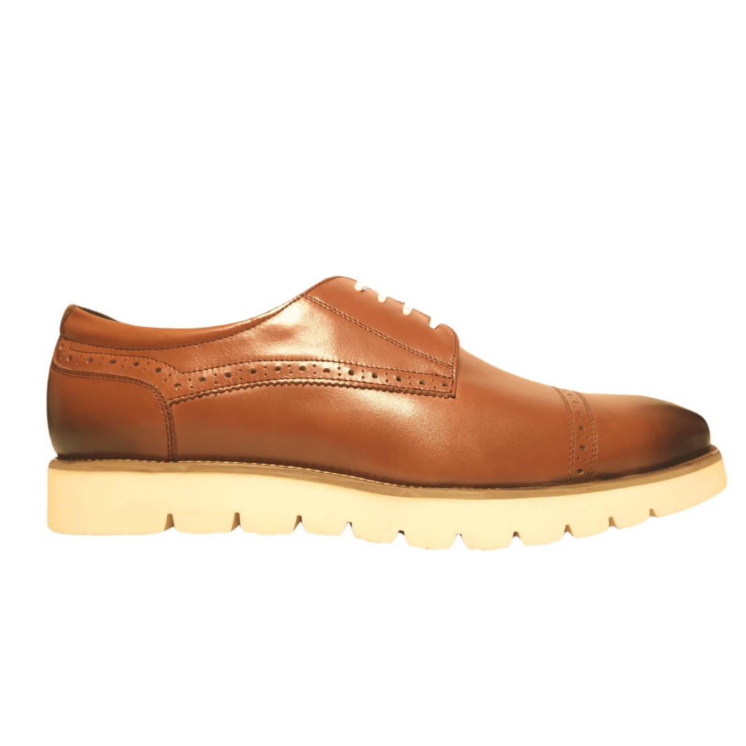 Revic Men's Leather Shoes | CH-11 | Brown Horizontal Derby Shoes Secondary image