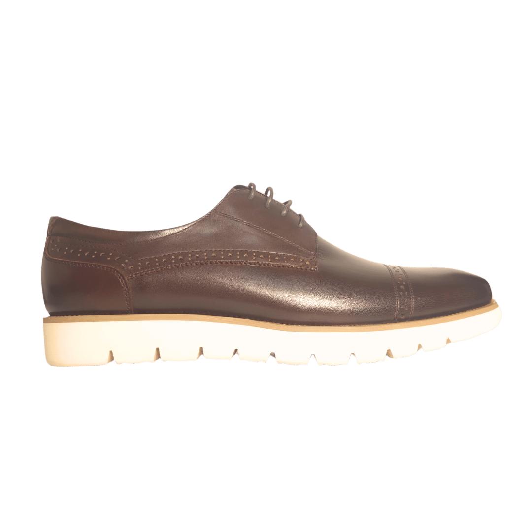 Revic Men's Leather Shoes | CH-12 | Dark Brown Horizontal Derby Shoes Secondary image