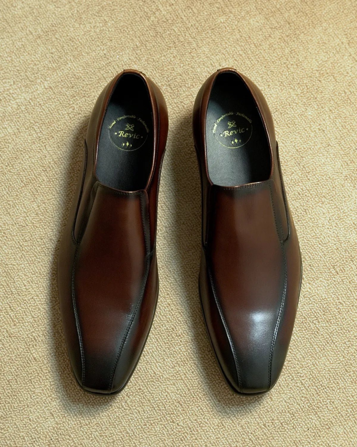 Revic Men's Leather Shoes | CH-15 | Brown Strapless Loafers Secondary image