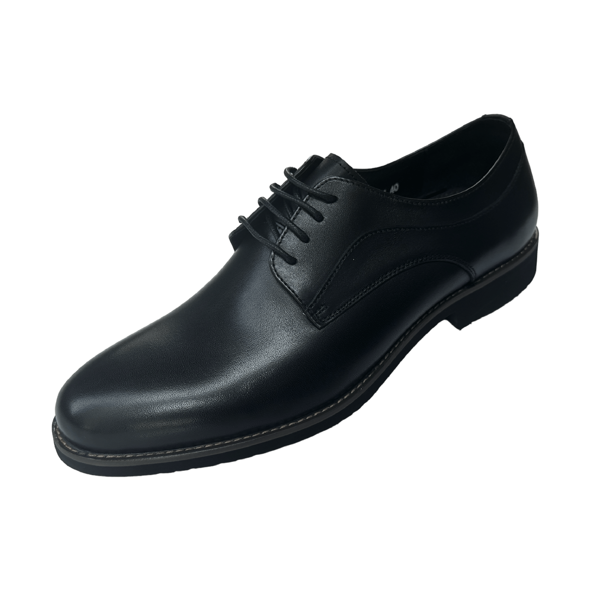 Revic Men's Leather Shoes | CH-27 | Black Plain Derby Shoes Secondary image
