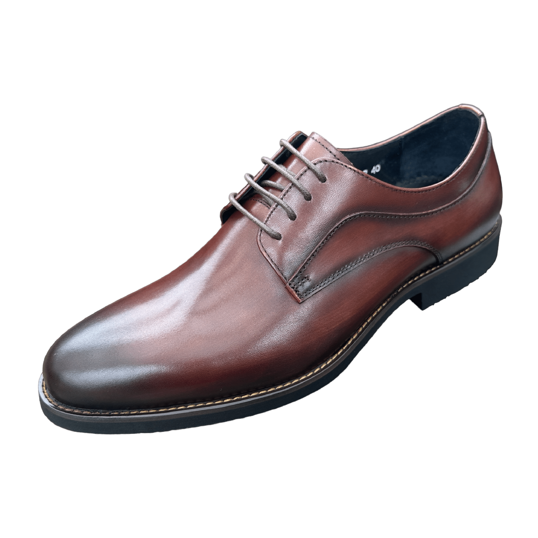 Revic Men's Leather Shoes | CH-27BR | Brown Plain Derby Shoes Secondary image