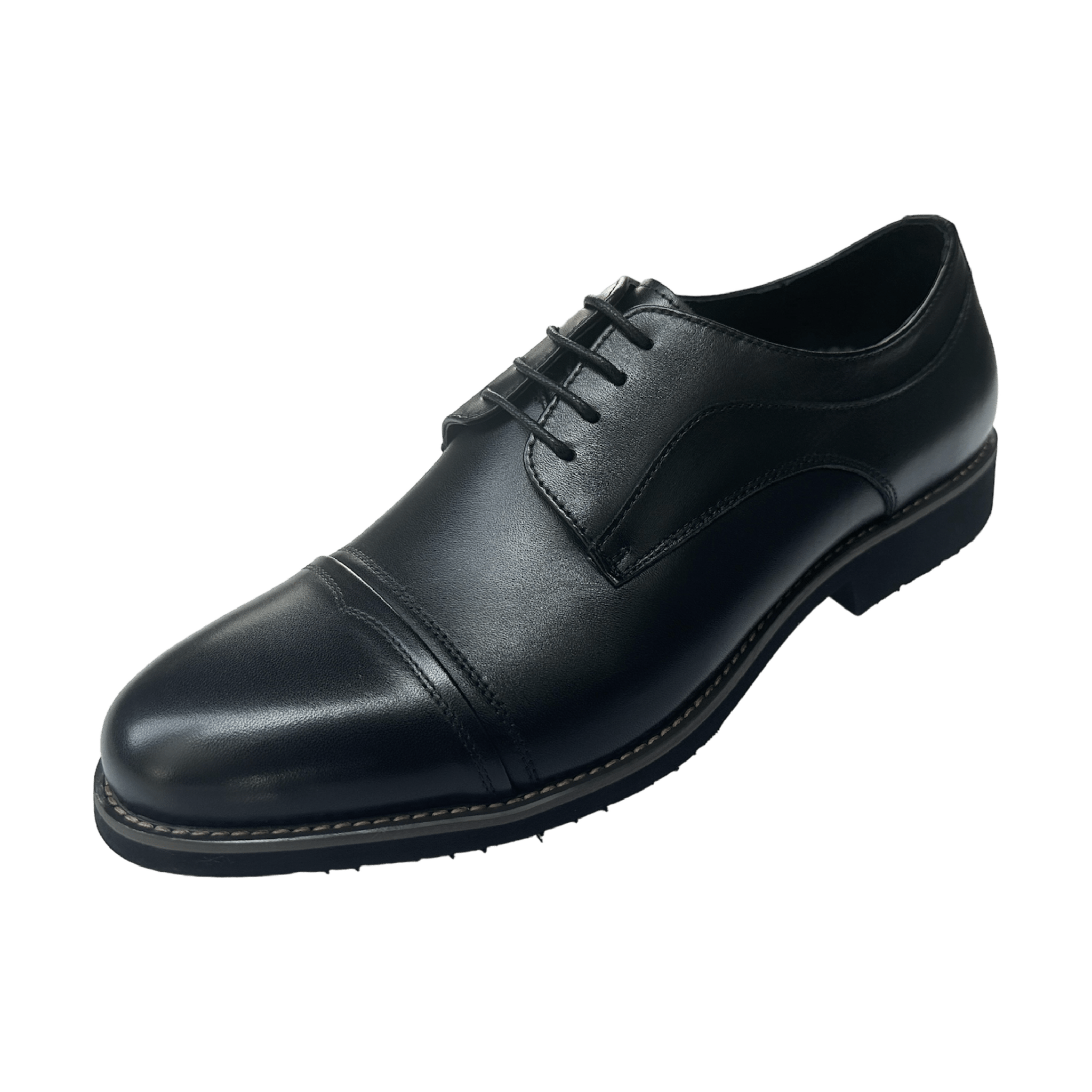 Revic Men's Leather Shoes | CH-28 | Black Horizontal Derby Shoes Secondary image