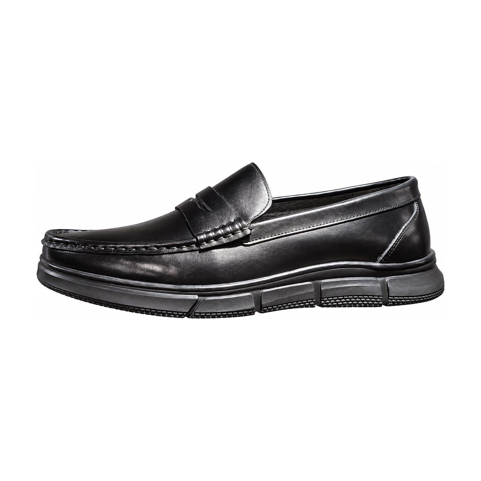 Revic Men's Casual Leather Shoes | OF-47 | Black Penny Loafers Secondary image