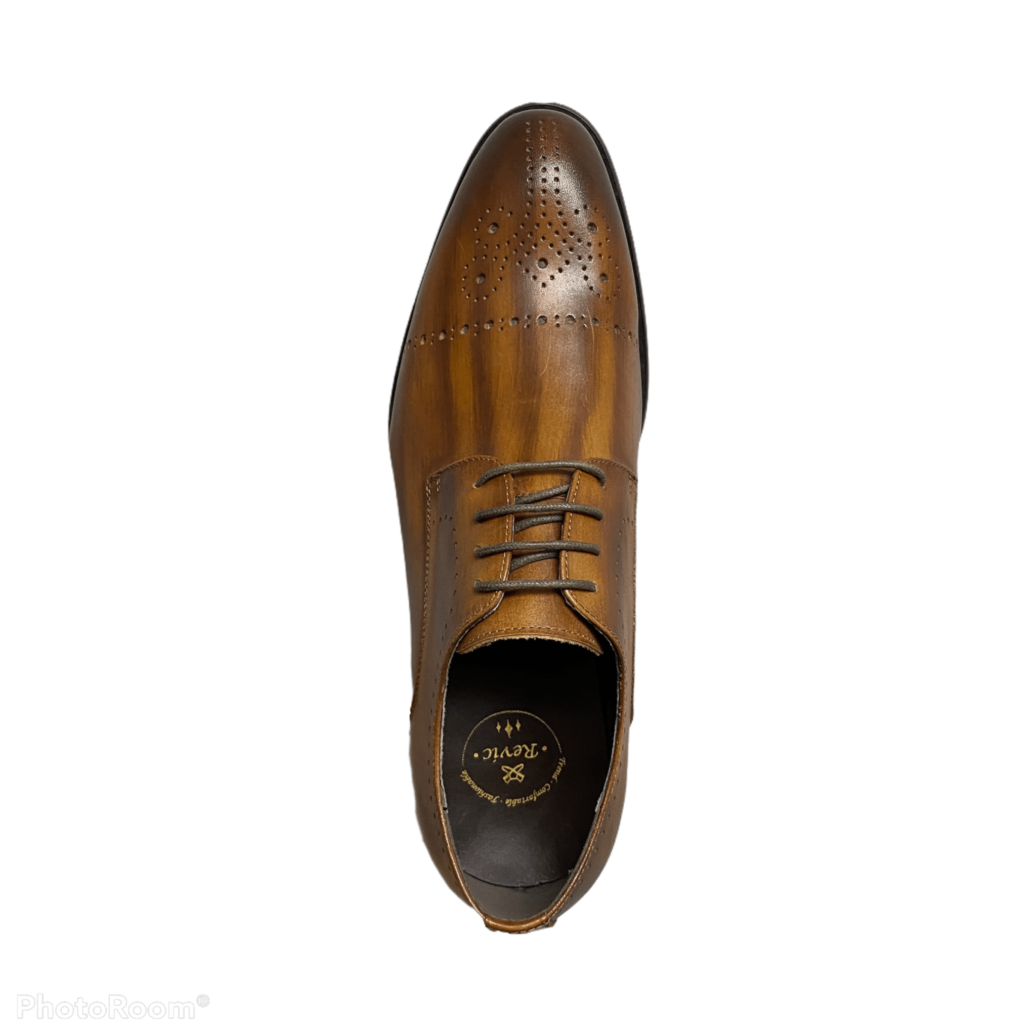 Revic Men's Leather Shoes | OF-2 | Brown Brooch Derby Shoes Secondary image