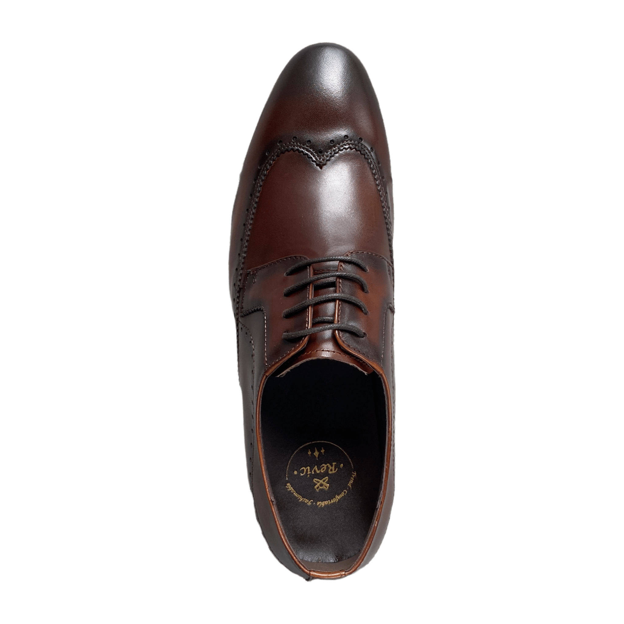 Revic Men's Leather Shoes | OF-28DB | Dark Brown Brooch Derby Shoes Secondary image