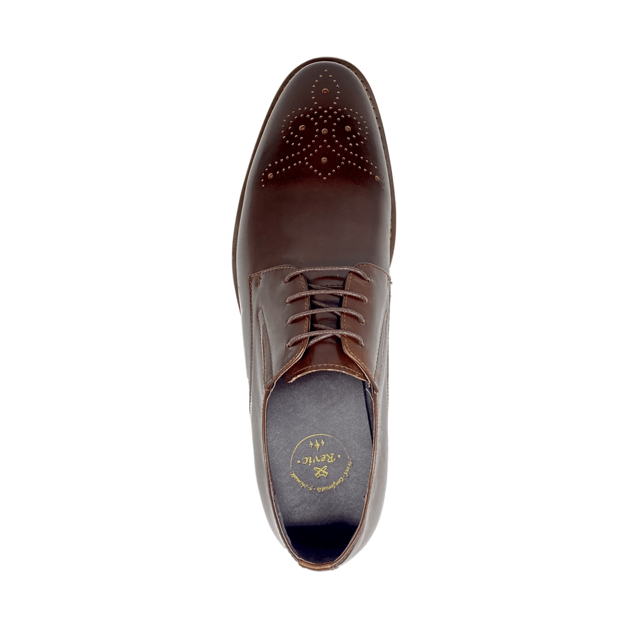 Revic Men's Leather Shoes | OF-29DB | Dark Brogued Derby Shoes Secondary image