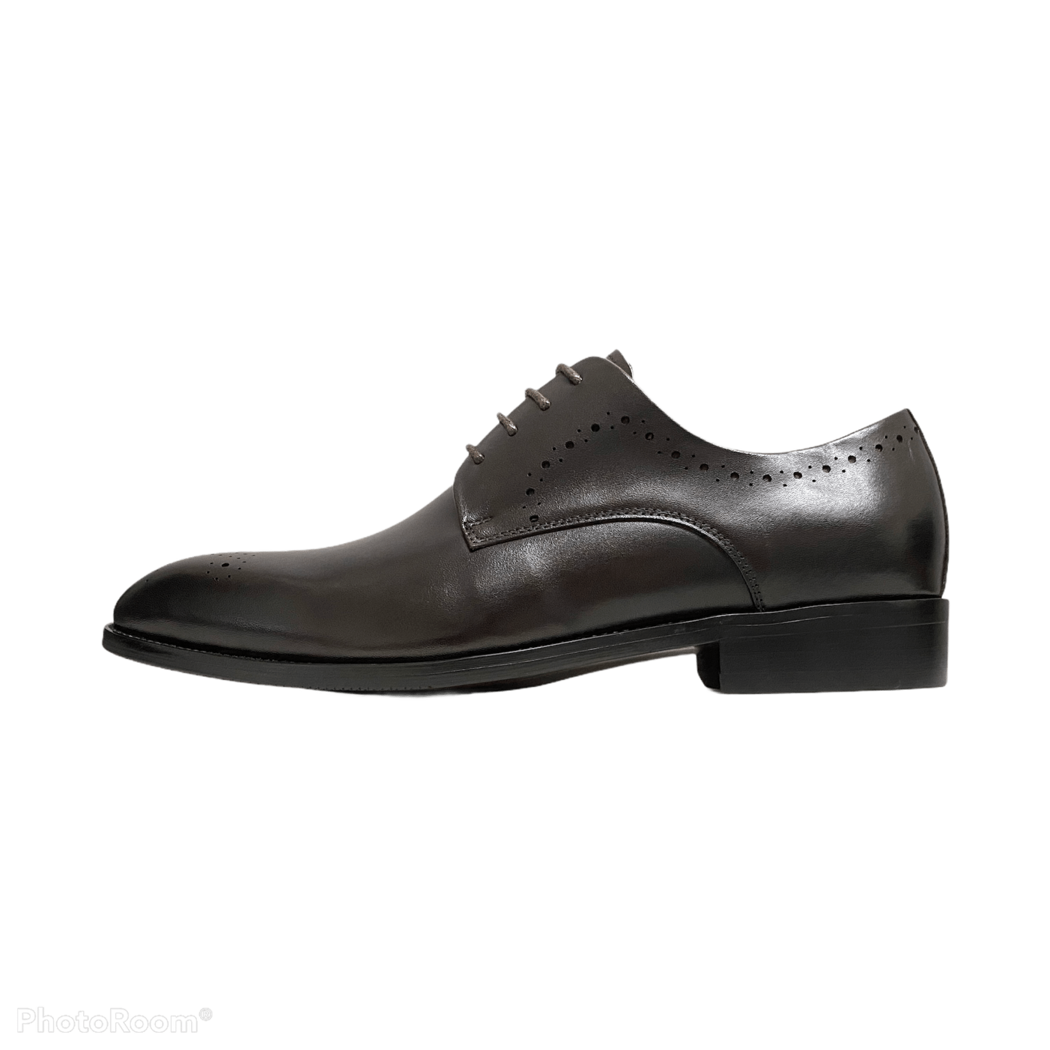 Revic Men's Leather Shoes | OF-32 | Dark Brown Plain Derby Shoes Secondary image