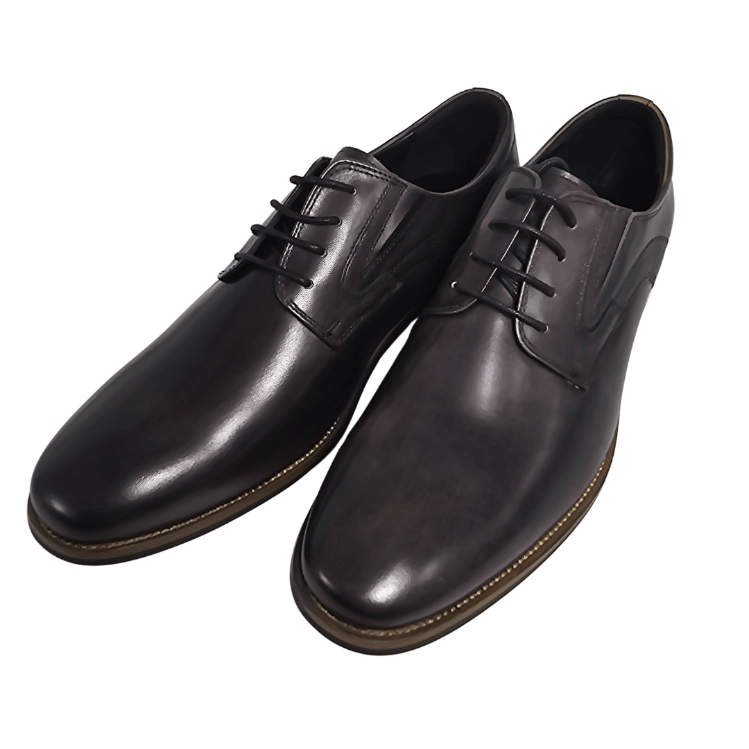 Revic Men's Leather Shoes | OF-38GY | Grey Plain Derby Shoes Secondary image