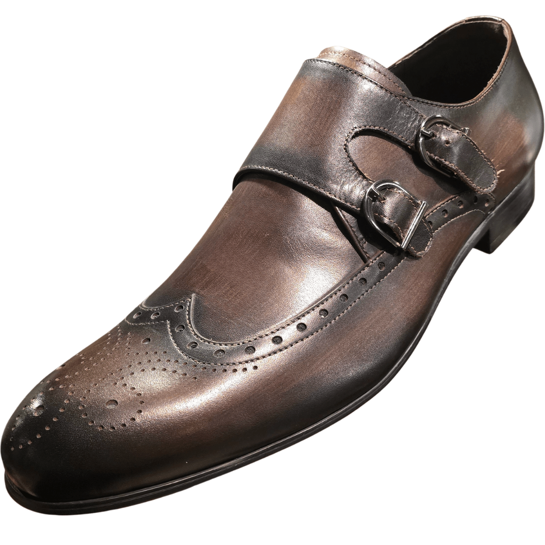 Revic 男裝皮鞋 | OF - 3CP | 深啡色翼紋雙扣皮鞋 - Revic - Revic Main image