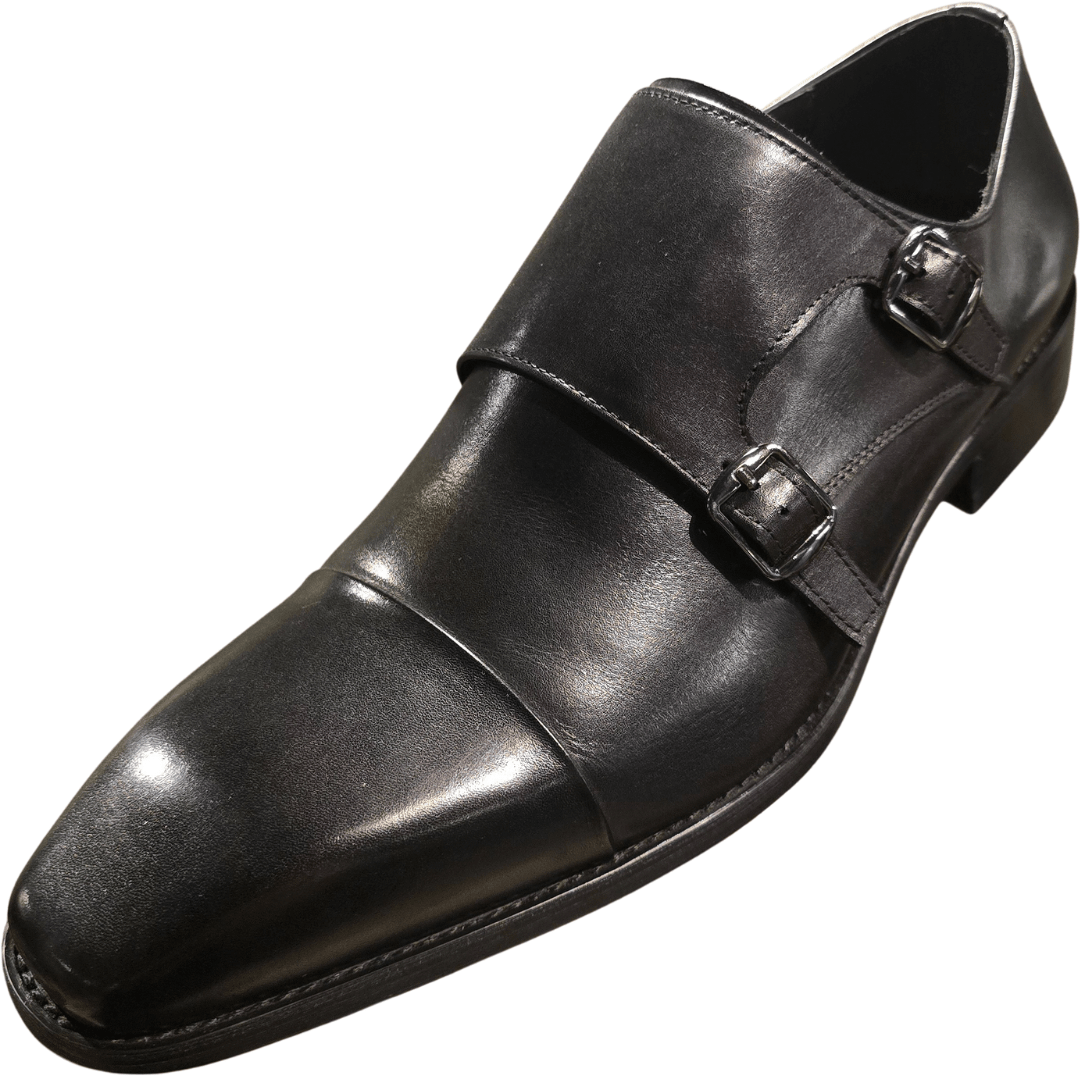 Revic 男裝皮鞋 | OF - 40BK ｜黑色橫飾雙扣皮鞋 - Revic - Revic