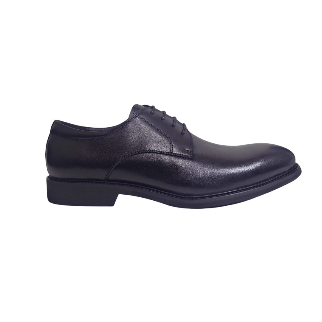 Revic Men's Leather Shoes | OF-42 | Black Plain Derby Shoes Secondary image