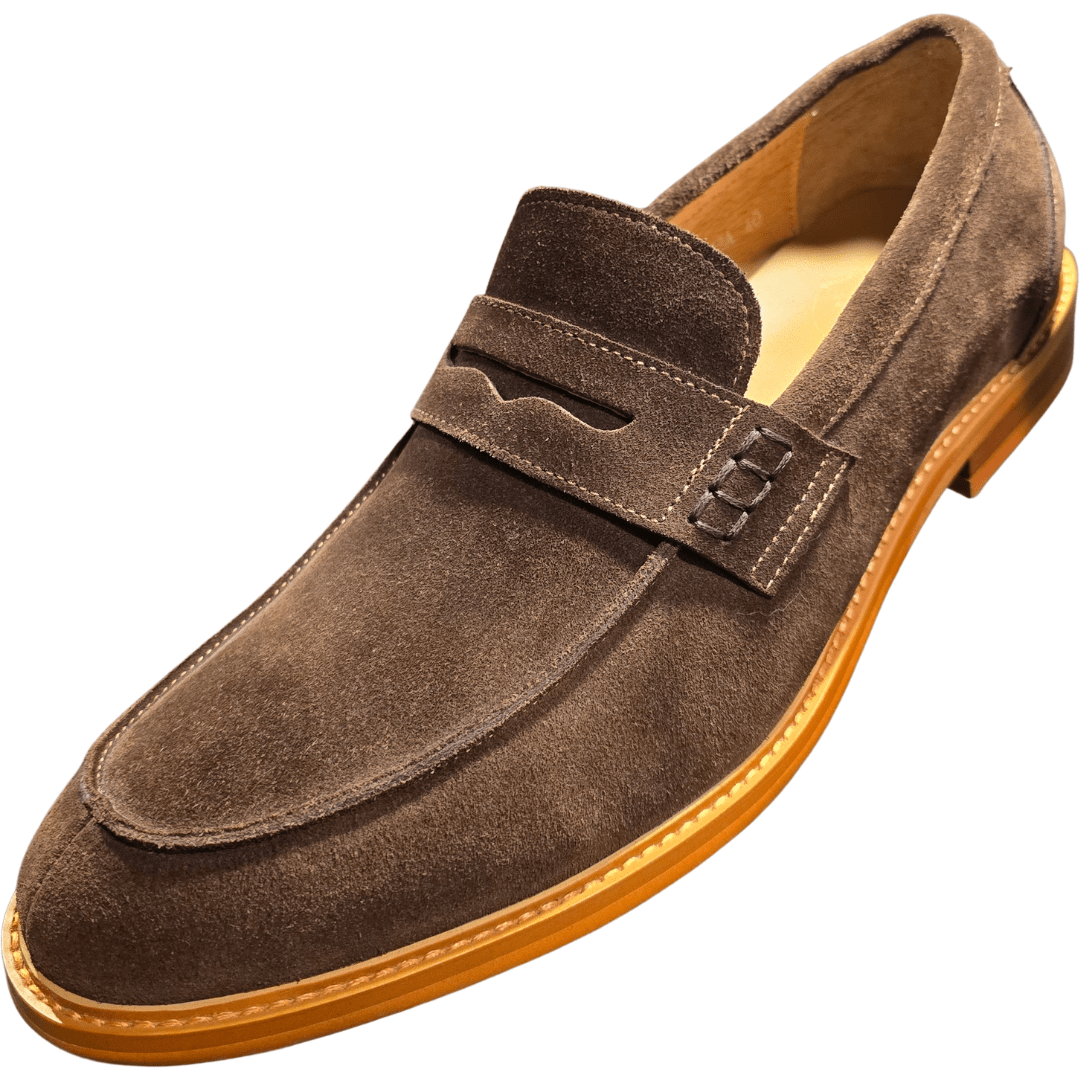 Revic 男裝休閒皮鞋 | OF - 43A｜咖啡色絨面樂福皮鞋 - Revic - Revic Main image