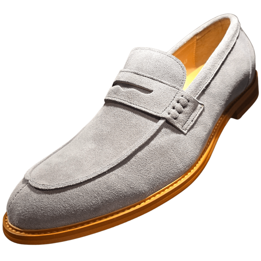 Revic 男裝休閒皮鞋 | OF - 43B｜灰色絨面樂福皮鞋 - Revic - Revic Main image