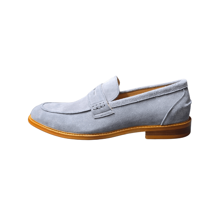 Revic Men's Casual Leather Shoes | OF-43B | Grey Suede Loafers Secondary image