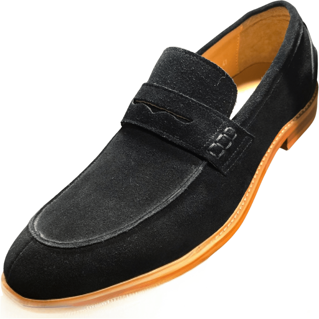 Revic 男裝休閒皮鞋 | OF - 43D｜黑色牛絨樂褔皮鞋 - Revic - Revic Main image