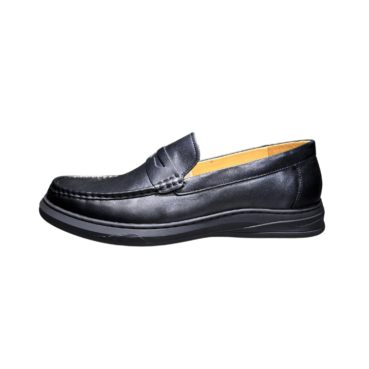 Revic Men's Casual Leather Shoes | OF-48 | Black Penny Loafers Secondary image