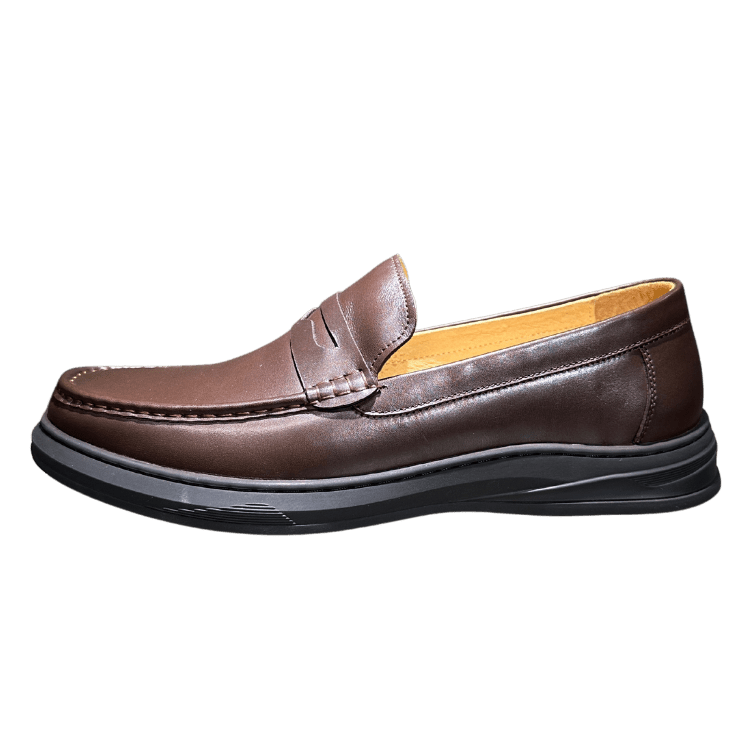 Revic Men's Casual Leather Shoes | OF-48BR | Brown Penny Loafers Secondary image