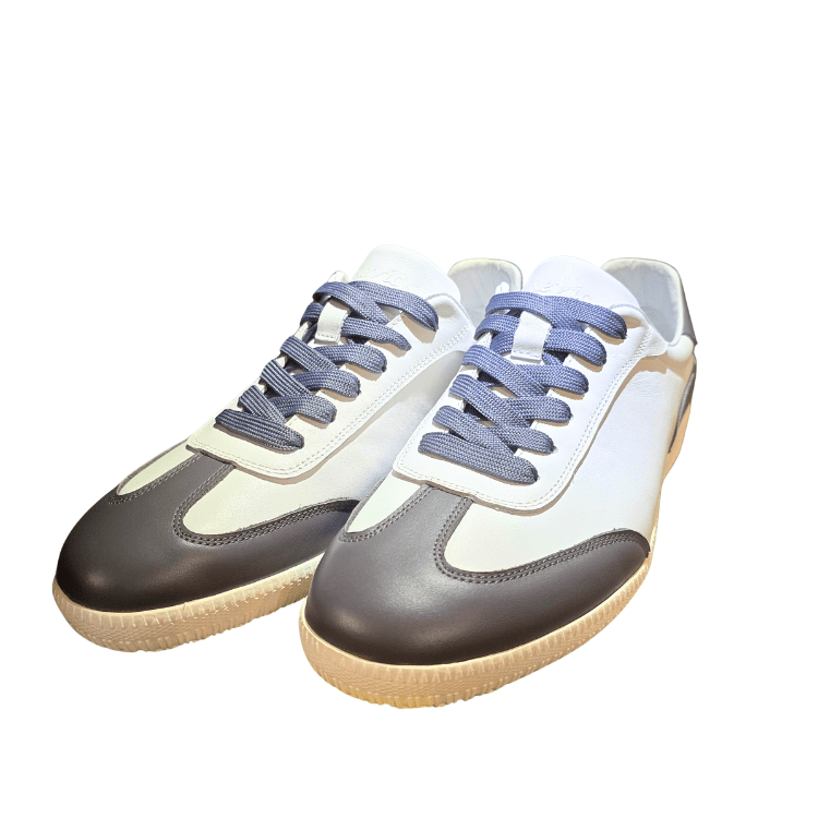 Revic Versatile Genuine Leather Casual Sneakers | OFT | Gray and White Color-Blocked Retro Leather Sneakers | Unisex Casual Shoes Secondary image