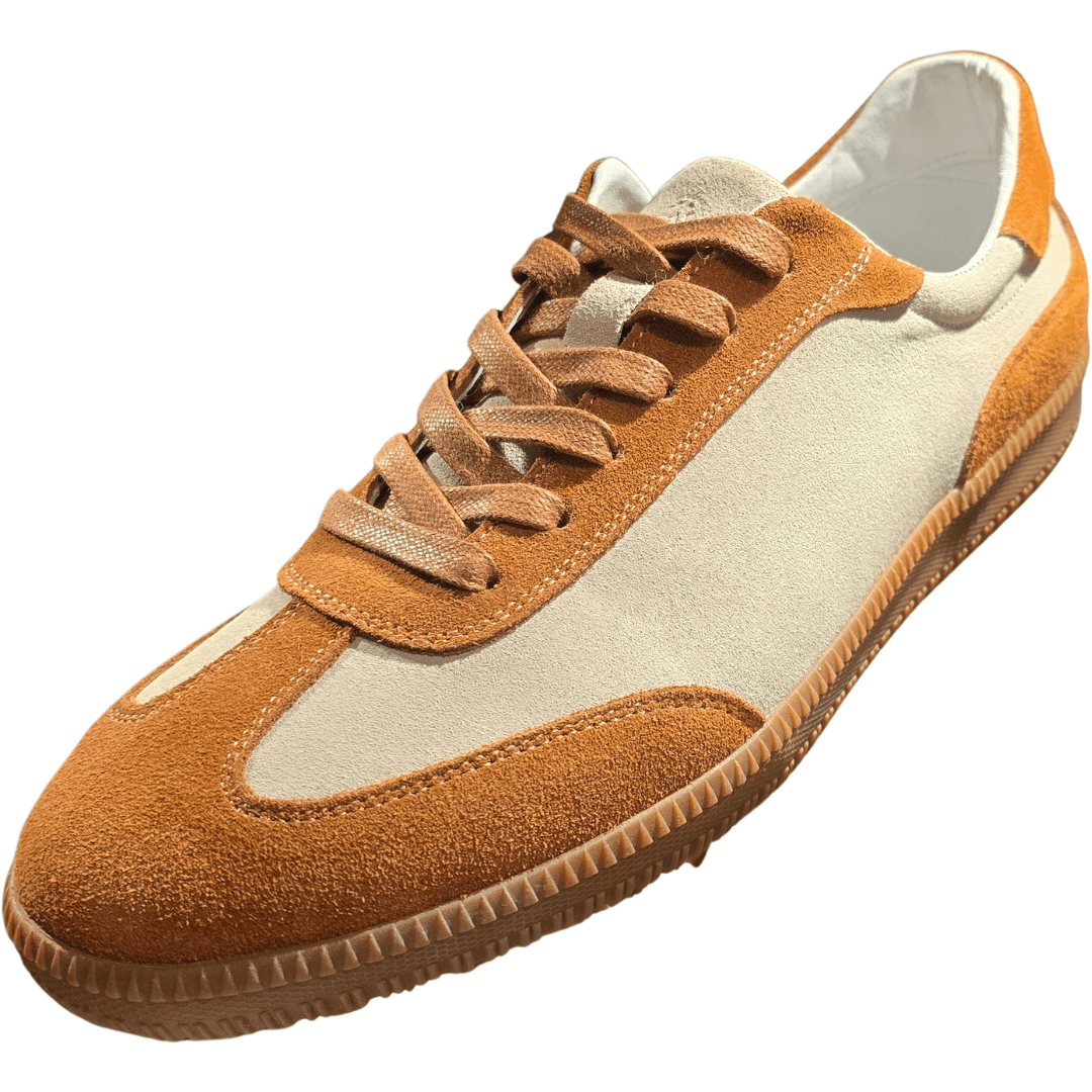 Revic 焦糖棕麂皮拼色休閒波鞋| OFT| 米白大地色復古真皮運動鞋 | 暖調文青中性鞋款 - Revic - Revic Main image