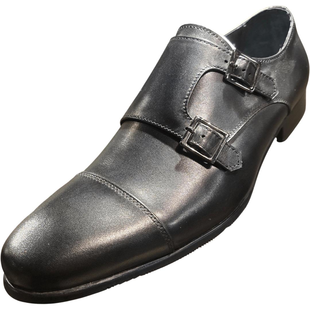 Revic 男裝皮鞋 | TCF - 41 - 2BDM | 黑色橫式雙扣皮鞋 - Revic - Revic Main image