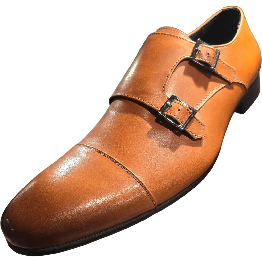 Revic 男裝皮鞋 | TCF - 41 - 2LDM | 淺啡色橫式雙扣皮鞋 - Revic - Revic Main image