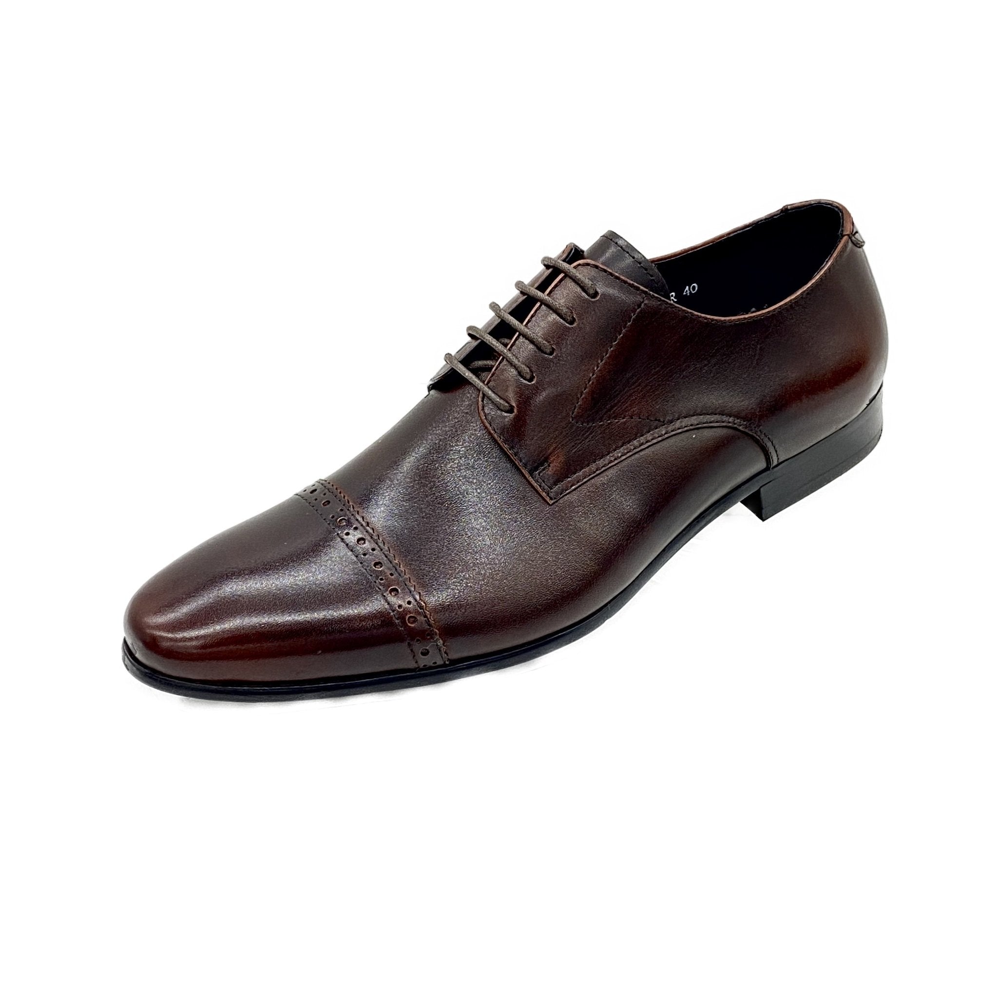 Revic Men's Leather Shoes | TCF-41-9BUR | Burgundy Horizontal Derby Shoes Secondary image