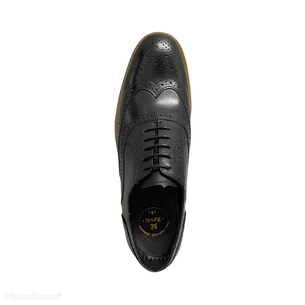 Revic 男裝皮鞋 | TCF - 62 - 2BK｜黑色翼紋雕花牛津皮鞋 - Revic - Revic