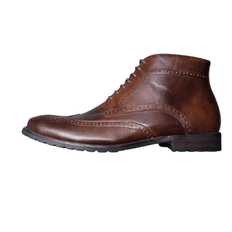Revic 男裝皮鞋 | TCF-B48-3T  | 棕色雕花拉鍊靴 副圖