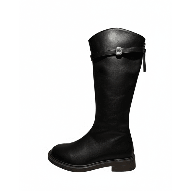 Yauritos | LVB002 | Sweet and Gentle Knee-High Boots (Rhinestone Square Buckle) Secondary image